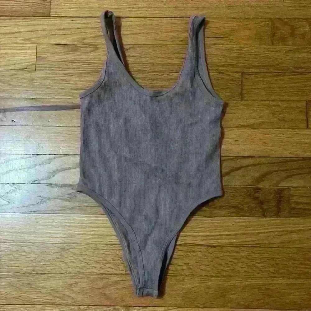 Tan ribbed bodysuit